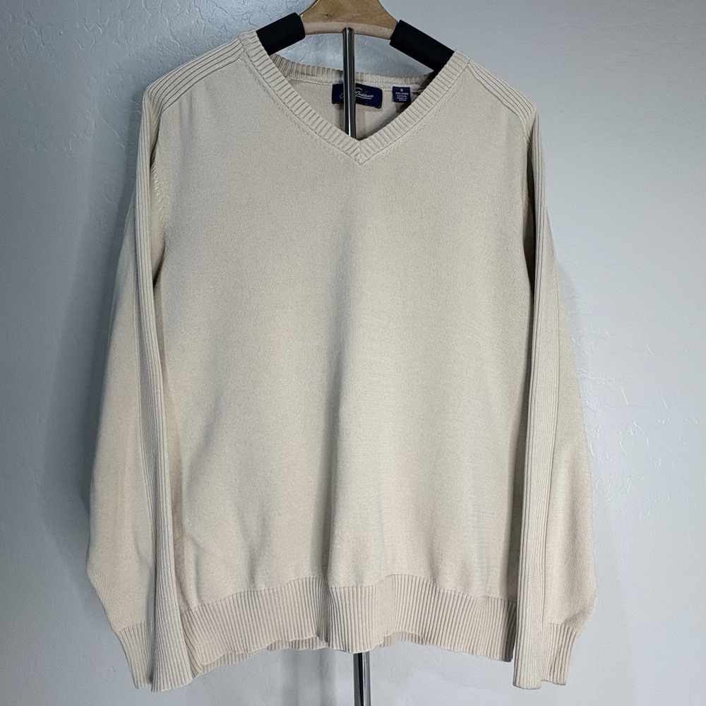 Jack Nicklaus 100% Cotton  V -Neck Pullover Ribbed Sleeve Design ‎ Sweater Small